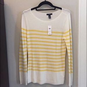 New yellow and white stripe knit sweater
